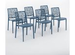 Set Di 6 Sedie Impilabili In Polipropilene Con Fibra Di Vetro Per Uso Esterno E Giardino, Bar E Ristorante, Cucina Design Moderno - Anna - Petrol