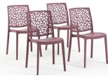 Set Di 4 Sedie Impilabili In Polipropilene Con Fibre Di Vetro Per Esterni E Giardino, Bar E Ristoranti, Cucina Design Moderno - Anna - Malva