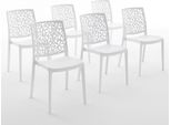 Set Di 6 Sedie Impilabili In Polipropilene Con Fibre Di Vetro Per Uso Esterno E Giardino, Bar E Ristorante, Cucina Design Moderno - Anna - Bianco