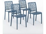 Set Di 4 Sedie Impilabili In Polipropilene Con Fibra Di Vetro Per Uso Esterno E Giardino, Bar E Ristorante, Cucina Design Moderno - Anna - Petrol