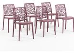 Set Di 6 Sedie Impilabili In Polipropilene Con Fibre Di Vetro Per Uso Esterno E Giardino, Bar E Ristoranti, Cucina Design Moderno - Anna - Malva