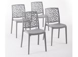 Set Di 4 Sedie Impilabili In Polipropilene Con Fibre Di Vetro Per Esterni E Giardino, Bar E Ristoranti, Cucina Design Moderno - Anna - Grigio Scuro
