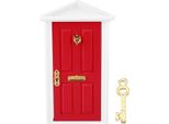 1:12 Casa Delle Bambole Miniature Porta Di Legno Bambini Divertimento Giocattolo Regalo Decorazione (Rosso)