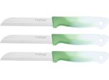 3 Pezzi Coltello Da Cucina 18 Cm Con Manico Ergonomico - Versatile E Facile Da Pulire, Verde Scuro