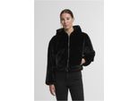 Urban Classics Giacca Con Cappuccio Da Donna Con Zip Integrale In Pelliccia Sintetica Nera Xl