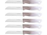 6 Pezzi Coltello Da Cucina 18 Cm Con Manico Ergonomico - Versatile E Facile Da Pulire, Marrone Chiaro