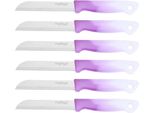 6 Pezzi Coltello Da Cucina 18 Cm Con Manico Ergonomico - Versatile E Facile Da Pulire, Viola