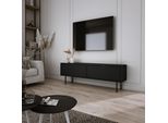 Mobile Tv 140 Cm Su Gambe Da 15 Cm Nero Aura - Moderno E Funzionale