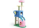 Costway Tiragraffi 154 Cm, Albero Per Gatti A Forma Di Elefante, Tiragraffi Per Gatti Con 2 Grotte, Lettino, Tiragraffi, Scala E Pallina, Arredamento Per Gatti, Albero Da Arrampicata, Colorato