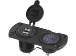 Temperatura Voltmetro Caricabatterie Auto Doppia Presa Di Corrente Usb 12V Accendisigari Blu