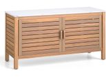 Mobile Da Giardino In Legno Costway, Mobile Da Patio Con Piano In Marmo Artificiale, Ripiano E Piedini Regolabili, Mobile Contenitore, 109X40X60Cm