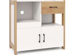 Mobile Da Cucina Costway, Mobile Buffet Con 2 Ante E Cassetti, Credenza Buffet Moderna, Legno, 80 X 31,5 X 82 Cm, Naturale+Bianco