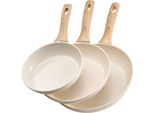 Set Di 3 Padelle 20/24/28Cm - Padella Antiaderente In Beige - Set Di Padelle Di Alta Qualità