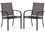 Costway Set Di 2 Sedie Da Giardino Impilabili, Sedie Impilabili Con Braccioli, Sedie Da Patio Fino A 150 Kg, Sedie Da Balcone 57,5X61X89 Cm, Grigio