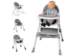 Fch Seggiolone Baby 3 In 1 - Seggiolone Per Bambini - Sedia Da Pranzo Pieghevole, Carrozzina - Sedia Per La Crescita E Seggiolino Per Neonati - Grigio