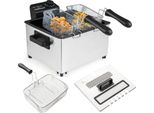 Costway 2000W Friggitrice Elettrica Ad Olio, Friggitrice Da 5L In Acciaio Inox, Friggitrice Con 3 Cestelli Per Frittura, Temperatura Regolabile E Coperchio Con Finestra Di Visualizzazione