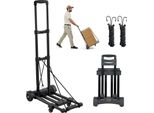 Vevor Carrello Portasacchi Pieghevole, Capacità Di Carico 131,5 Kg, Carrello Da Trasporto Con 4 Ruote, 2 Corde Elastiche E Base Espandibile, Carrello Da Trasporto Per Aeroporti, Bagagli, Traslochi In Ufficio, Nero, 530X320X970Mm
