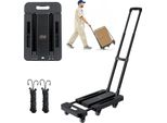 Vevor Carrello Portasacchi Pieghevole, Capacità Di Carico 227 Kg, Carrello Da Trasporto Con 6 Ruote, 2 Corde Elastiche E Base Espandibile, Carrello Da Trasporto Per Aeroporti, Bagagli, Traslochi In Ufficio, Nero, 560X305X1010 Mm