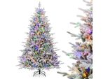 Costway Albero Di Natale Artificiale 210 Cm, Albero Di Natale Floccato Con 350 Led Multicolore, 8 Modalità Di Illuminazione E 1164 Punte Di Rami, Albero Di Natale Illuminato
