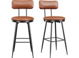 Set Di 2 Sgabelli Da Bar Proximax, Sgabello Da Bar, Sgabello Da Cucina, Sgabello Da Banco, Sgabello Di Design, Con Schienale Poggiapiedi, Ben Imbottito, In Metallo Vellutato, Marrone