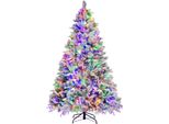 Costway Albero Di Natale Artificiale 210 Cm, Albero Di Natale Con Neve E Pigne, 8 Modalità Di Illuminazione E 1270 Punte Di Rami In Pvc Pe, Albero Di Natale, Albero Di Natale Artificiale