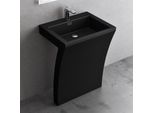 Doporro Lavabo A Colonna Per Bagno Lavabo Freestanding Da Terra Lavandino Monoblocco A Pavimento 60X48X83 Cm Nero, Lavabo Autoportante In Marmo Resina Con Foro Rubinetto E Troppopieno Colossum07
