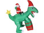 7.87Ft Babbo Natale Gonfiabile Cavalcare Dinosauro Costruire In Luci Led Blow Up Decorazioni Natalizie Per Esterno Yard Garden Lawn Holiday Party Decor Eu Plug 220-240V