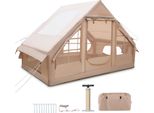 Costway Tenda Gonfiabile Per 2-4 Persone, Tenda Pneumatica Con Lucernario, 2 Porte, Finestre Per Zanzare, Pompa D'aria E Borsa Di Trasporto, Tenda Da Campeggio, Tenda Da Esterno