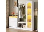 Set Di Armadi Merax 6 In 1, Armadio Da Corridoio Con Specchio, Scarpiera Con Asta Appendiabiti E 9 Vani Portaoggetti, Armadio Da Ingresso (100X33X190 Cm)