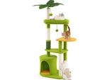 Costway Tiragraffi Alto 122 Cm, Albero Per Gatti Con Grotta Per Gatti, Foglie Artificiali, Spazzola Per Gatti, Lettino, Tiragraffi In Sisal, Piattaforme E Palline, Verde