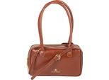 Marc Picard Pelle Borsetta Borsa A Tracolla Firenze Bowling Bag Cognac Marrone