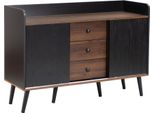 Credenza Fortuna Lai Con Tre Cassetti E Soggiorno - Credenza Moderna Con Vani Portaoggetti, Nero