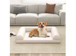 Costway 90X69X18 Cm Letto Ortopedico Per Cani, Divano Per Cani Con Bordi Laterali, Morbido E Lavabile, Letto Per Gatti Divano Per Cani Da Interno Beige