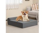 Costway 100X81X20 Cm Letto Ortopedico Per Cani, Divano Per Cani Con Bordo, In Memory Foam, Lavabile E Antiscivolo, Per Cani Letto Per Gatti Divano Per Gatti Da Interno Grigio