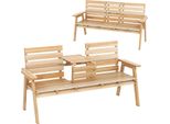 Panca Da Giardino Con Tavolo Costway, Panca In Legno Per 2-3 Persone, Panca Con Tavolo Centrale Pieghevole, Panca Da Parco Fino A 320 Kg, Panca Da Patio, 160X64X86 Cm