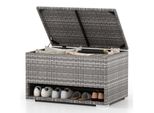 Costway Box Da Giardino 186L Con Scarpiera, Box Per Cuscini In Polyrattan Resistente Alle Intemperie Con Fodera Protettiva E Coperchio, Box Per Cuscini, Box Di Stoccaggio 95X60X58Cm Grigio