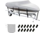 Telo Copribarca Succebuy, 5180-5790 Mm, Rimorchiabile, Impermeabile, 600Dpoliuretanooxford In Qualità Marina, Incluso Coprimotore E Cinghie Con Fibbia Per Scafi A V, Tri-Scafi, Sci Da Pesca, Runabout, Bass Boat, Grigio