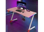 Tavolo Da Gioco Scrivania Per Computer Scrivania Da Gioco Rgb Tavolo Da Gioco Tavolo Per Gamer Tavolo Per Pc 120*60*74Cm Rosabianco 【D2209-120BT】