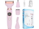 Inf Set Rasoio Elettrico Donna 4-In-1 - Depilazione Indolore Viso, Corpo, Naso & Sopracciglia Rosa