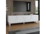 Mobile Tv Merax A 4 Ante, Credenza Tv Bassa Con Ripiani E Spazio Di Archiviazione, Stabile, Mobile Da Soggiorno Senza Maniglie, Mobile Tv Dal Design Elegante, Bianco