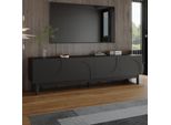 Mobile Tv Merax A 4 Ante, Credenza Tv Bassa Con Ripiani E Spazio Di Archiviazione, Stabile, Mobile Da Soggiorno Senza Maniglie, Mobile Tv Dal Design Elegante, Nero