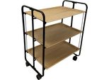 Don Hierro - Carrello Di Servizio Pieghevole Bauhaus Con Rotelle - Struttura In Metallo Nero, 3 Livelli, 3 Posizioni