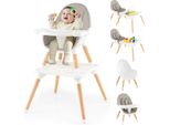 Costway 6 In 1 Seggiolone Per Bambini, Seggiolone Con Tavolo A Blocchi, Doppio Vassoio, Seggiolone Per Bambini, Seggiolone Combinato Per Bambini 6-36 Mesi, Grigio