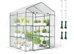 Serra Costway 139X144X195 Cm, Serra A Film Walk-In Con 8 Ripiani, Copertura In Pvc E Struttura In Metallo, Serra Per Pomodori Serra Per Pomodori Per Verdure