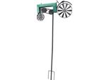Tractor Wind Spinner Vintage Turning Wheels Metal Outdoor Stake Windmill Decoration For Flower Bed Lawn Garden Green