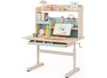 Scrivania Per Bambini Costway, Scrivania Per Bambini Con Ripiano, Cassetto E Leggio, Piano D'appoggio, Scrivania Per Bambini Dai 3 Anni In Su, Blu