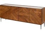 MASSIVMOEBEL24 | Credenza In Legno Di Acacia 200X40X76 Laccato Naturale / Marmo Bianco Karlstad #16