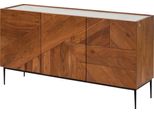 MASSIVMOEBEL24 | Credenza In Legno Di Acacia 147X40X76 Laccato Naturale / Marmo Bianco Karlstad #15