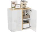 Homcom Credenza In Truciolato 80L X 40L X 80H Cm Bianco Lucido