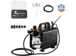 Set Di Aerografi Vevor 1/6 Hp Con Compressore D'aria, 1 Pistola Ad Aerografo A Doppia Azione Con 3 Ugelli (0,2/0,3/0,5 Mm) E Tubo Flessibile & Vernice Acrilica & Per La Decorazione Di Torte, La Pittura Di Modelli E La Nail Art A Basso Rumore